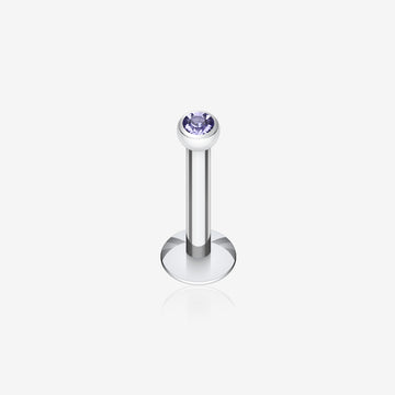 Steel Gem Ball Internally Threaded Labret-Tanzanite